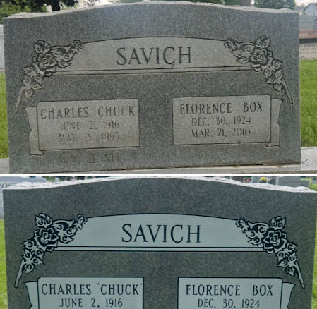 Headstone before and after